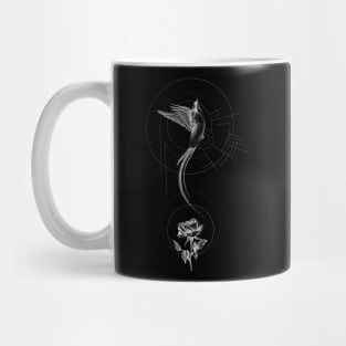 Beautiful Bird Flying with Rose and Geometrical Shapes Mug